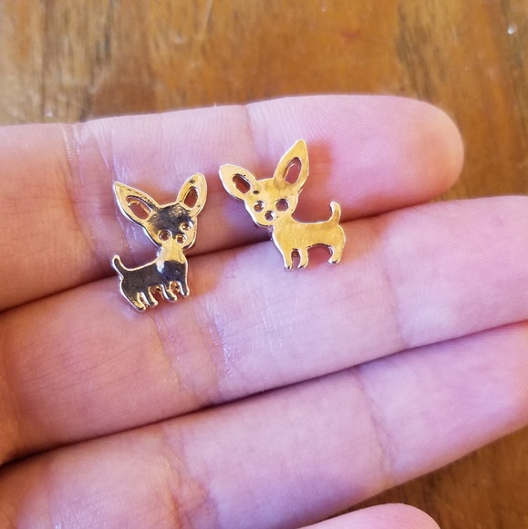 NWOT Adorable Rose Gold Chihuahua Dog Studs - Picture 5 of 6